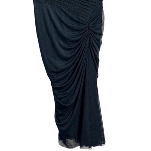 Tadashi Shoji Black Asymmetrical Ruched Midi Dress - Picture 5 of 9